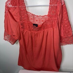 Daytrip Coral Lace Blouse